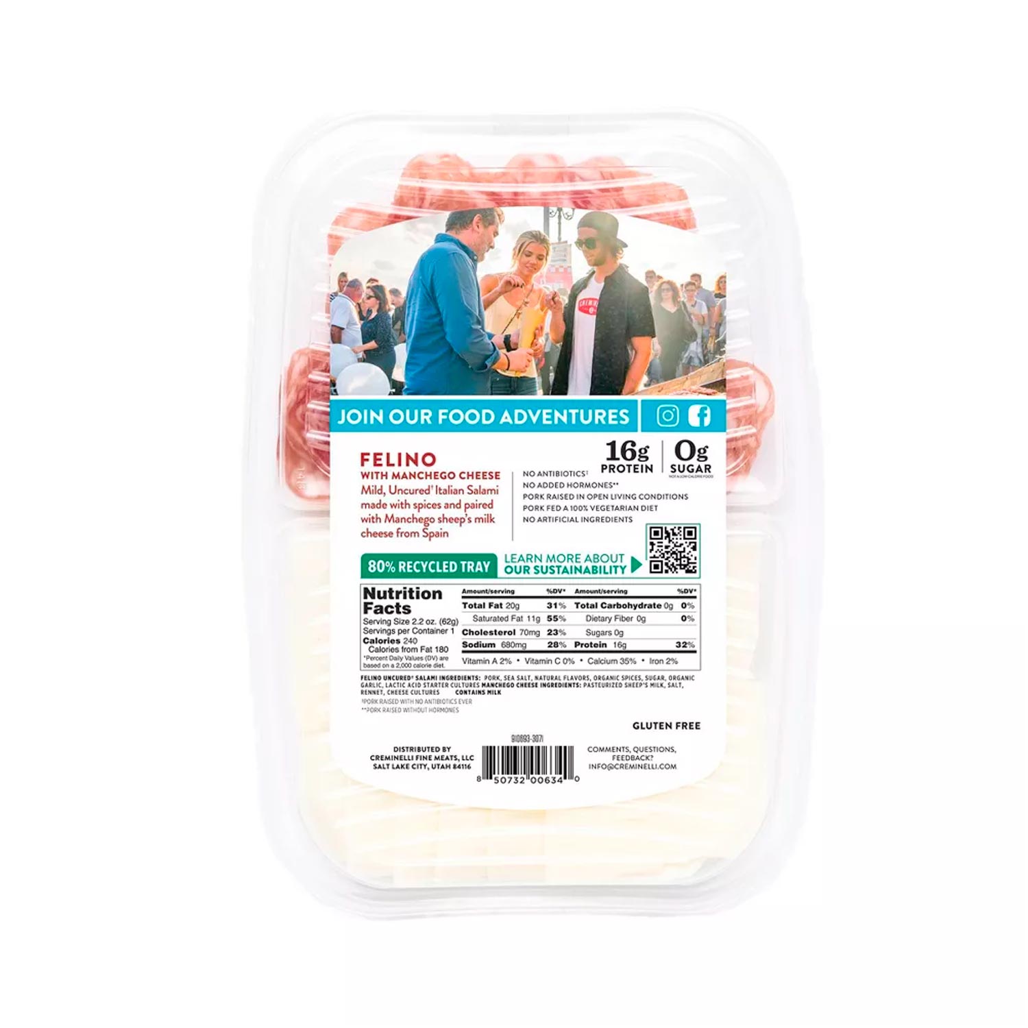 Creminelli Sliced Felino & Manchego - 2.2oz - obrazek 2