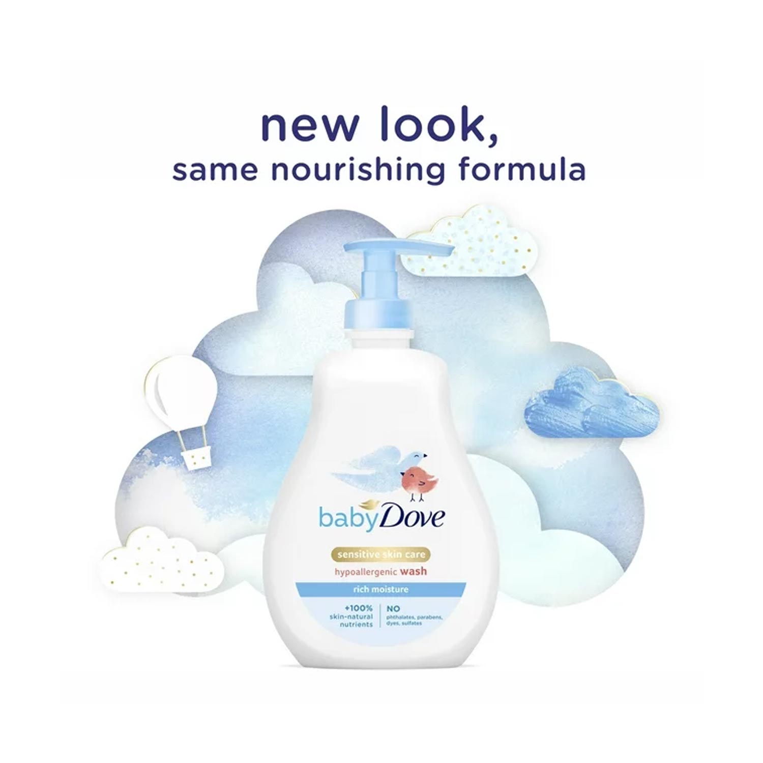 Baby Dove Sensitive Skin Care Liquid Baby Body Wash Rich Moisture, Hypoallergenic and Tear-Free, 13 oz - obrazek 2